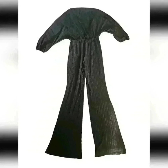 Free People Womens Black Ribbed Flare Leg Jumpsuit XS - Picture 3 of 11